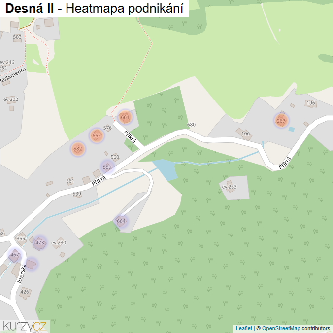 Mapa Desná II - Firmy v části obce.