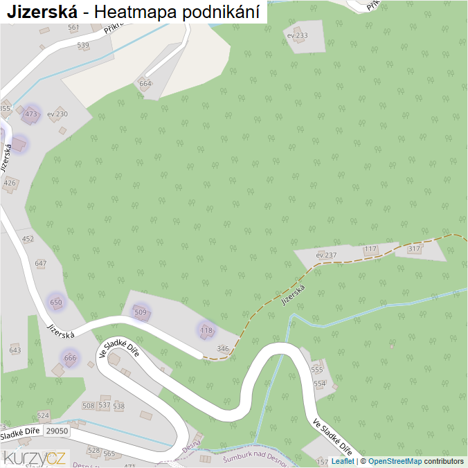 Mapa Jizerská - Firmy v ulici.