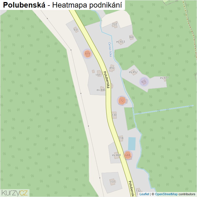 Mapa Polubenská - Firmy v ulici.