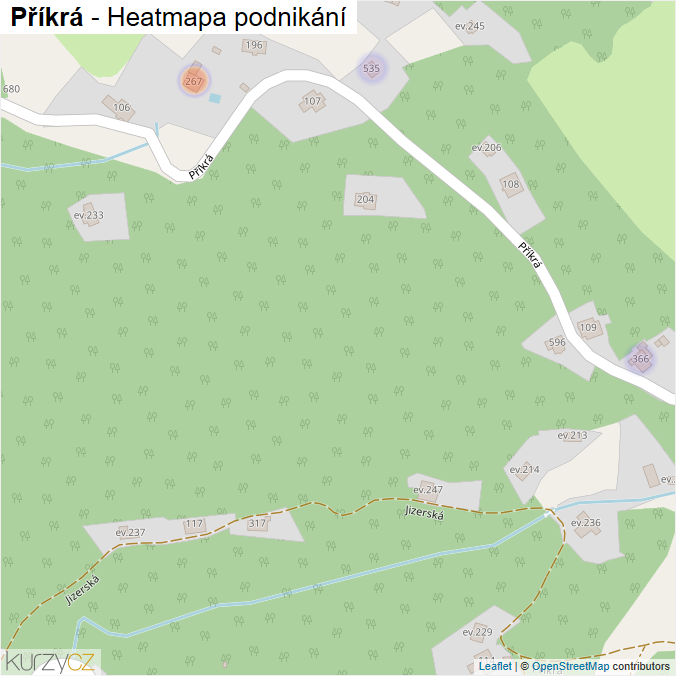 Mapa Příkrá - Firmy v ulici.