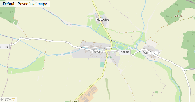 Dešná - záplavové mapy stoleté vody