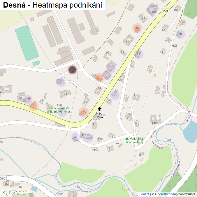 Mapa Desná - Firmy v části obce.