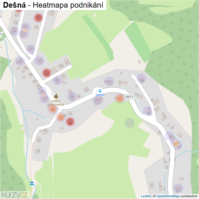 Mapa Dešná - Firmy v části obce.