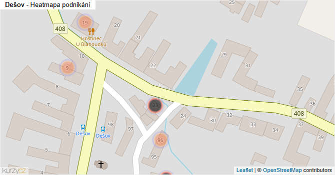 Dešov - mapa podnikání