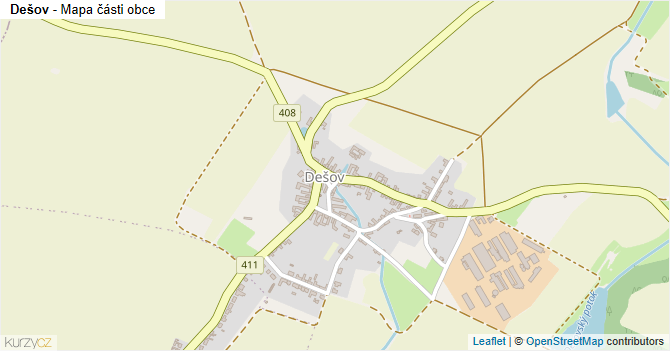 Dešov - mapa části obce