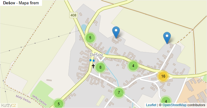 Dešov - mapa firem