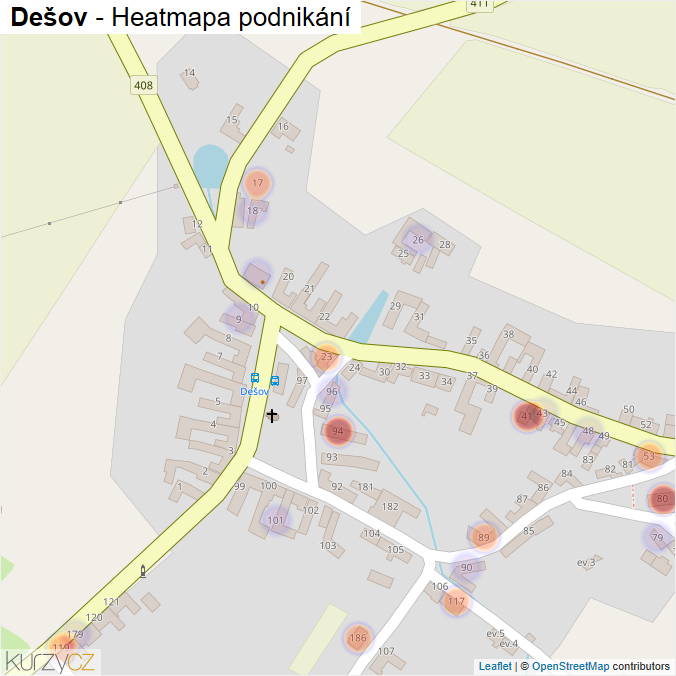 Mapa Dešov - Firmy v části obce.