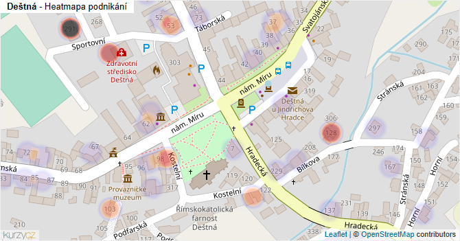 Deštná - mapa podnikání