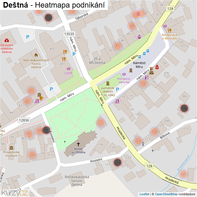 Mapa Deštná - Firmy v obci.