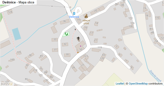 Deštnice - mapa obce