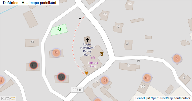Deštnice - mapa podnikání