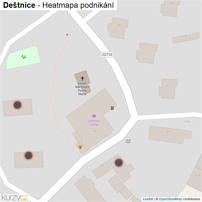 Mapa Deštnice - Firmy v obci.