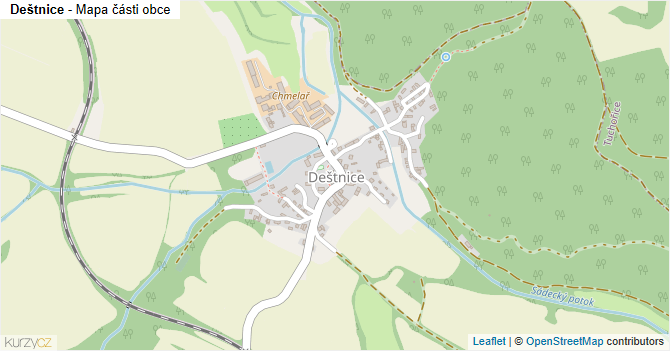 Deštnice - mapa části obce