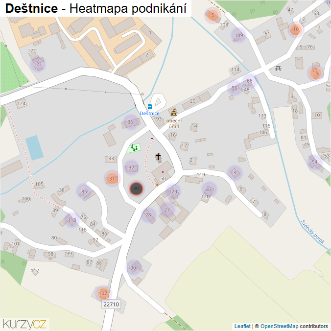 Mapa Deštnice - Firmy v části obce.