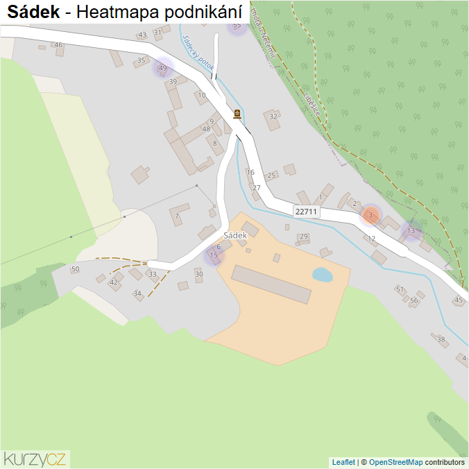 Mapa Sádek - Firmy v části obce.