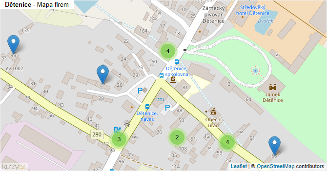 Dětenice - mapa firem