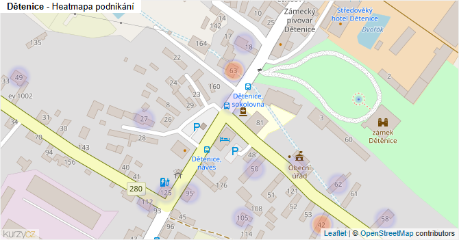 Dětenice - mapa podnikání