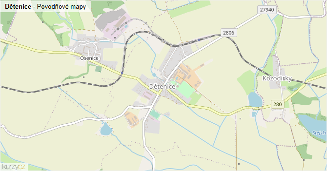 Dětenice - záplavové mapy stoleté vody