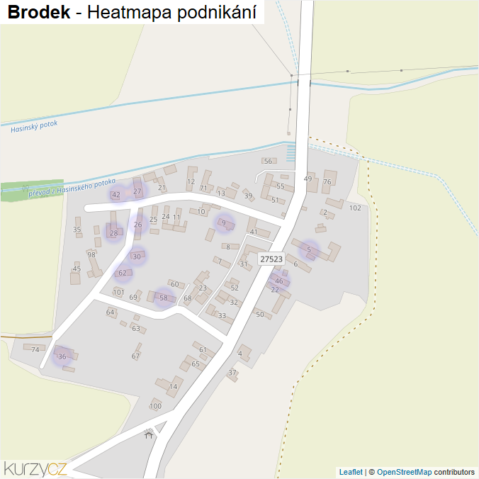 Mapa Brodek - Firmy v části obce.