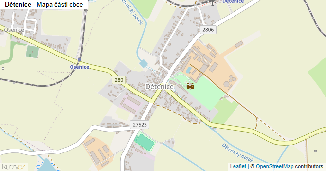 Dětenice - mapa části obce