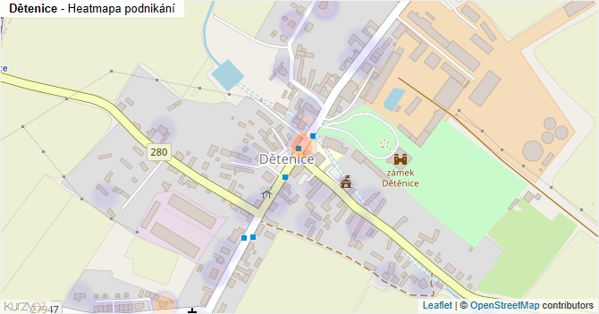 Dětenice - mapa podnikání