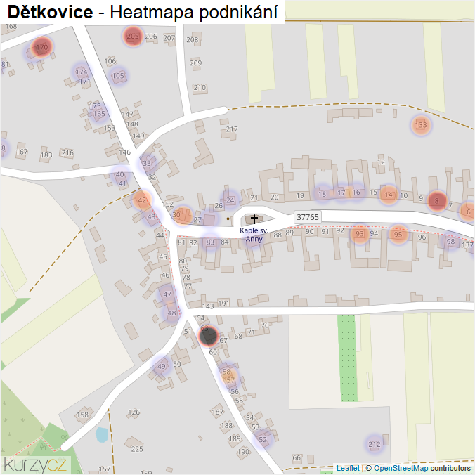 Mapa Dětkovice - Firmy v části obce.