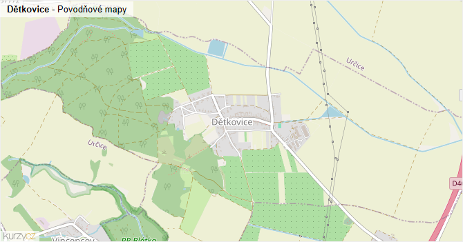 Dětkovice - záplavové mapy stoleté vody