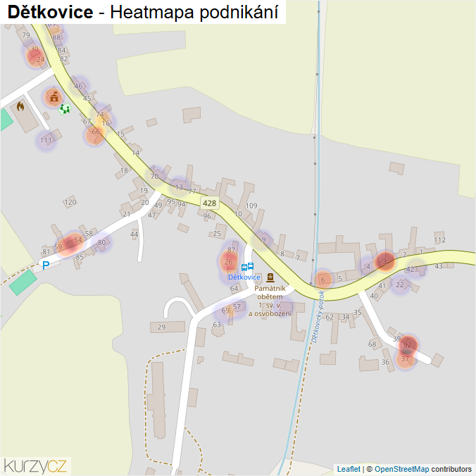 Mapa Dětkovice - Firmy v části obce.