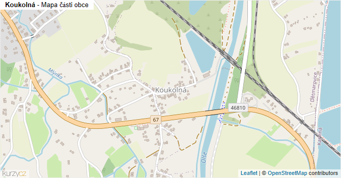 Koukolná - mapa části obce