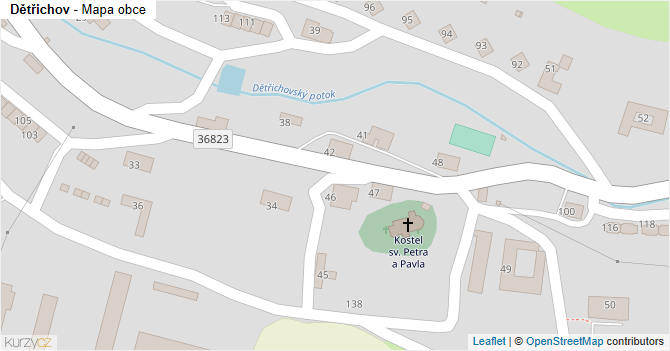 Dětřichov - mapa obce