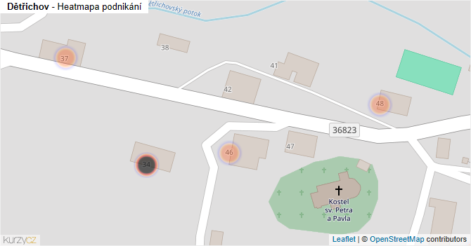 Dětřichov - mapa podnikání
