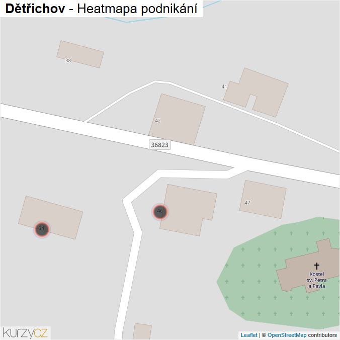 Mapa Dětřichov - Firmy v obci.