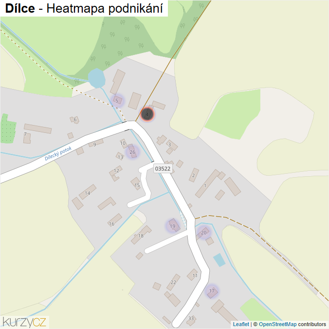 Mapa Dílce - Firmy v části obce.