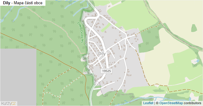 Díly - mapa části obce