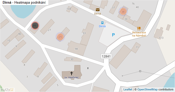 Dírná - mapa podnikání