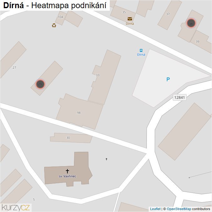 Mapa Dírná - Firmy v obci.