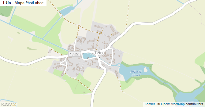 Lžín - mapa části obce