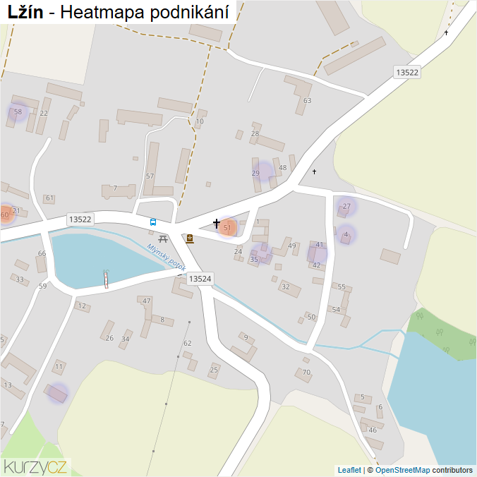 Mapa Lžín - Firmy v části obce.