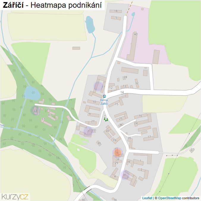Mapa Záříčí - Firmy v části obce.