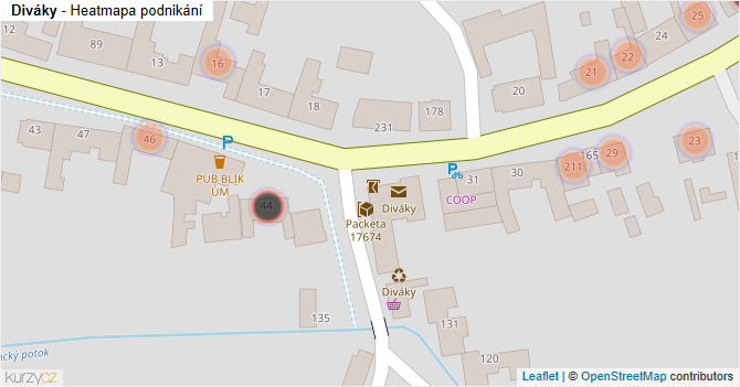 Diváky - mapa podnikání