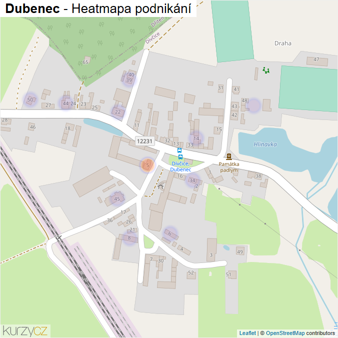 Mapa Dubenec - Firmy v části obce.