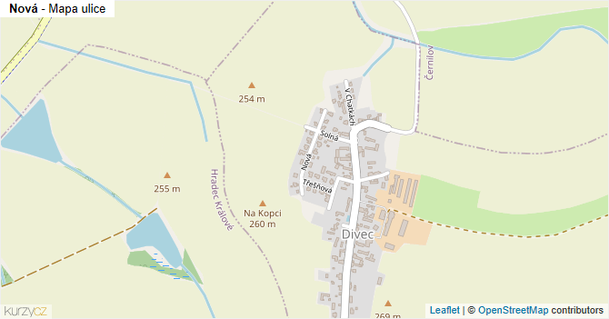 Nová - mapa ulice