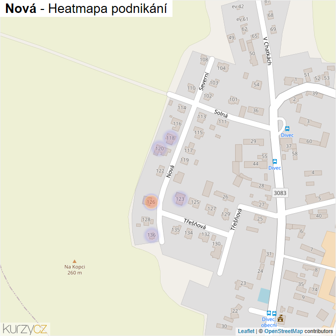 Mapa Nová - Firmy v ulici.
