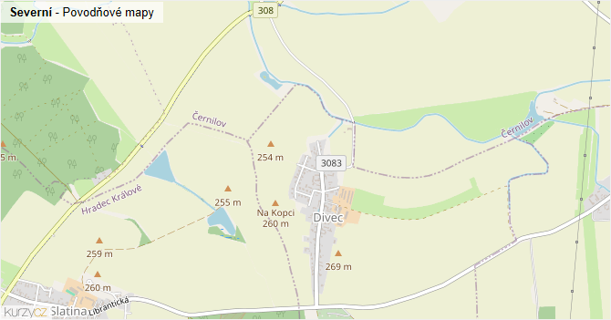 Severní - záplavové mapy stoleté vody