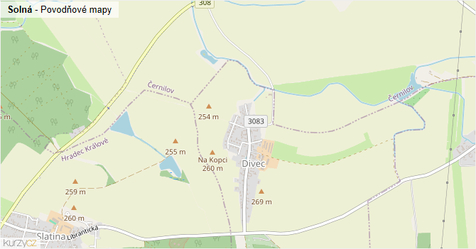 Solná - záplavové mapy stoleté vody