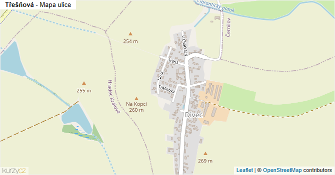 Třešňová - mapa ulice