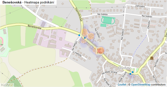 Benešovská - mapa podnikání