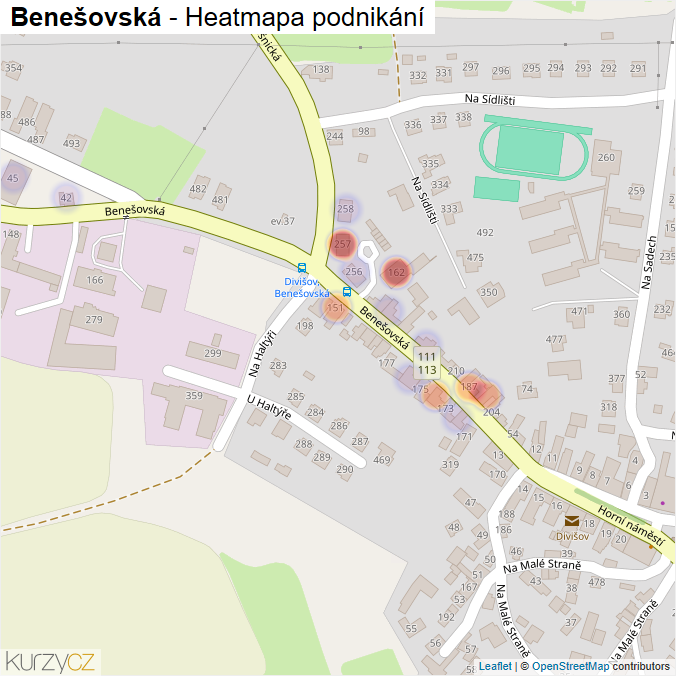 Mapa Benešovská - Firmy v ulici.