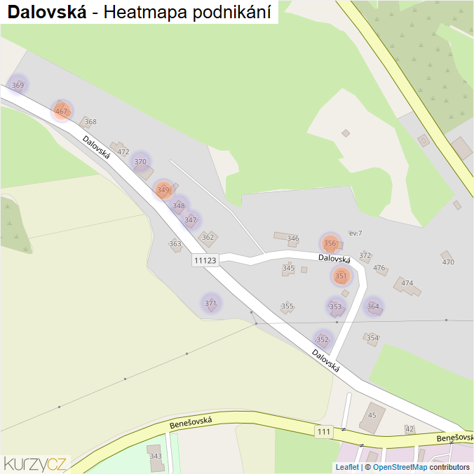 Mapa Dalovská - Firmy v ulici.