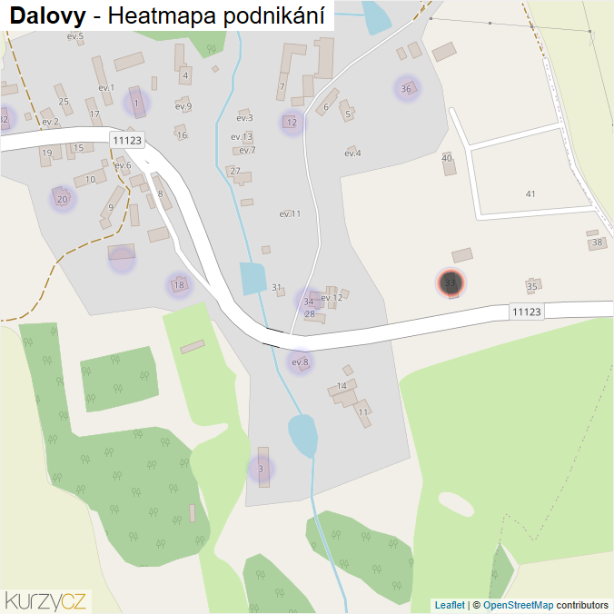 Mapa Dalovy - Firmy v části obce.